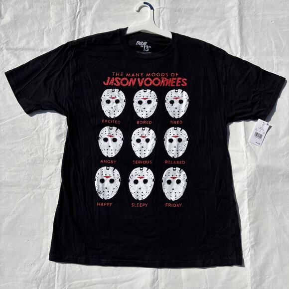 Friday The 13th Jason Voorhees Moods Mask Tee Shirt Halloween New - Picture 1 of 5